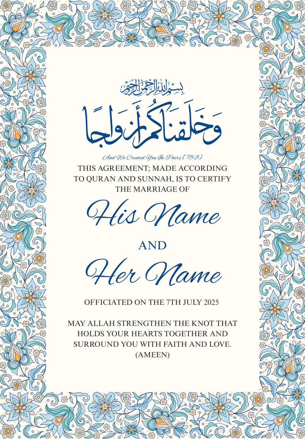 Nikah Certificate - Marriage Poster