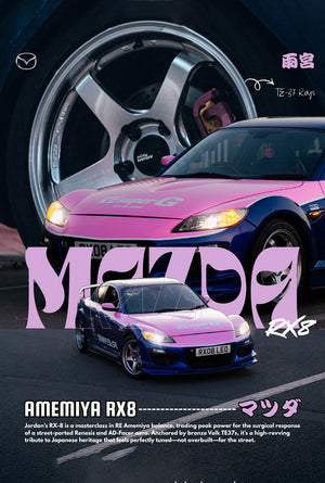 Amemiya Mazda RX-8 car metal poster on stainless steel by Chromaplate