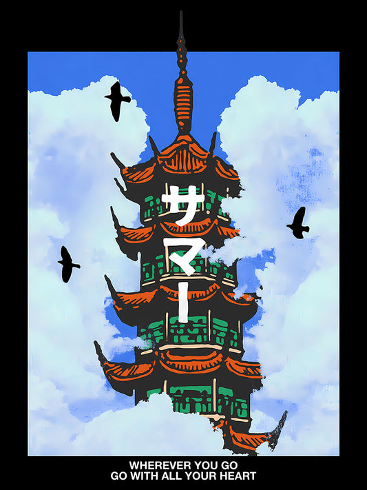Summer Japanese Temple Poster