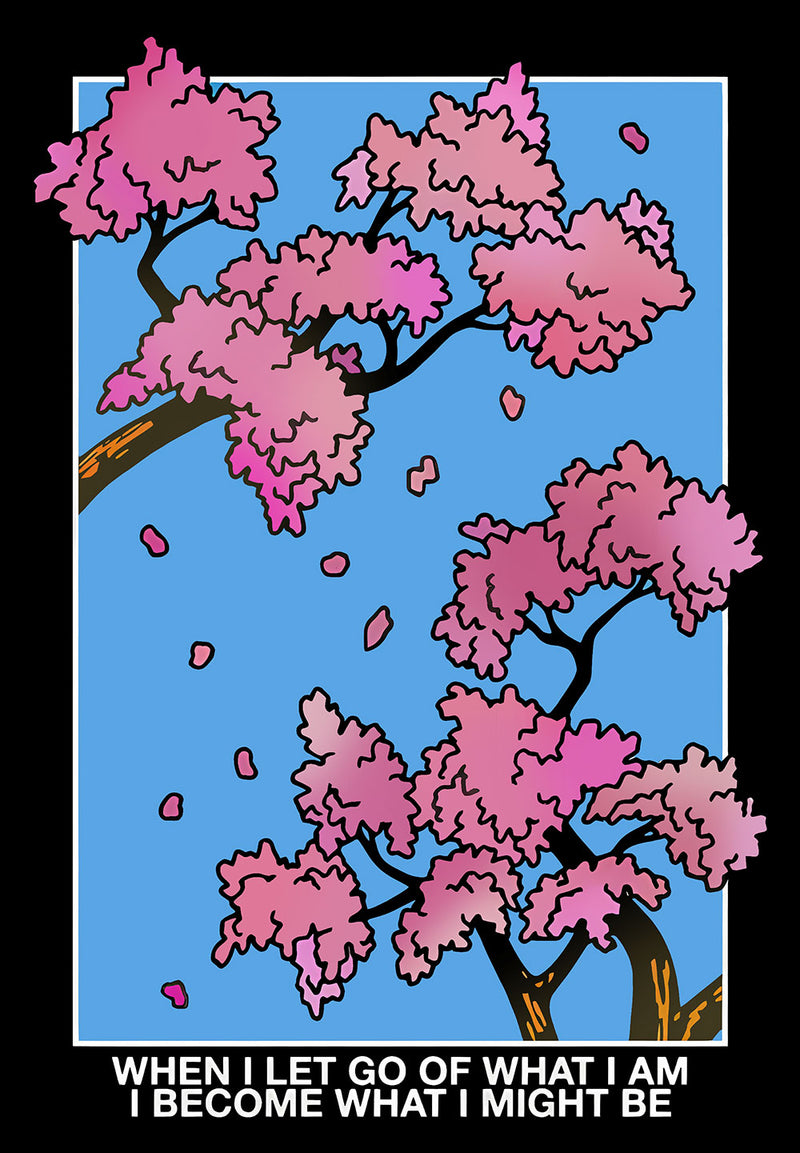 Sakura Trees Japanese nature metal poster on stainless steel by Chromaplate