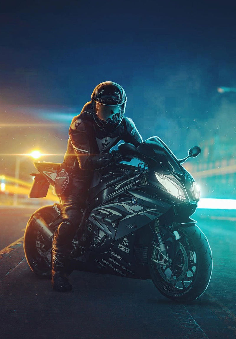 Midnight Rider car metal poster on stainless steel by Chromaplate