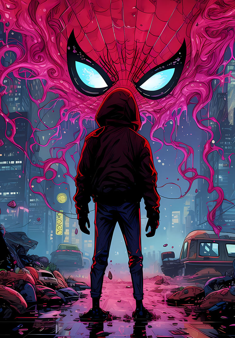 Miles Morales Spider-Man comic metal poster on stainless steel by Chromaplate