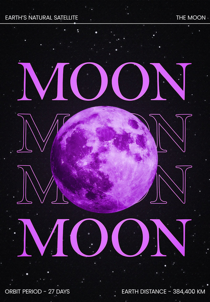 Moon Earths Natural Satellite space metal poster on stainless steel by Chromaplate