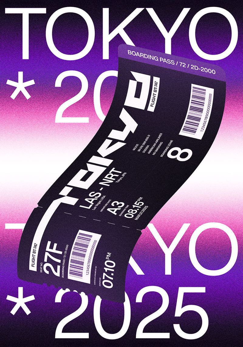 Tokyo Abstract Ticket wall metal poster design 02 on stainless steel by Chromaplate