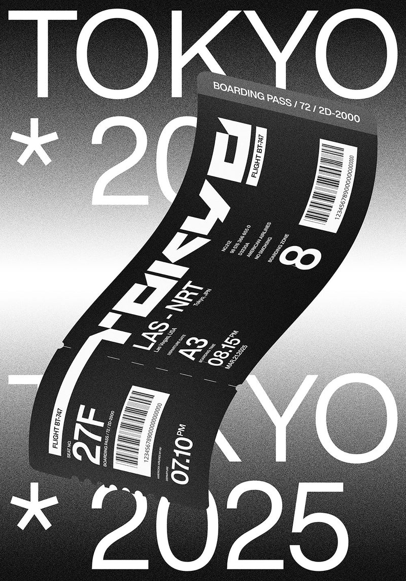 Tokyo Abstract Ticket wall metal poster design 01 on stainless steel by Chromaplate