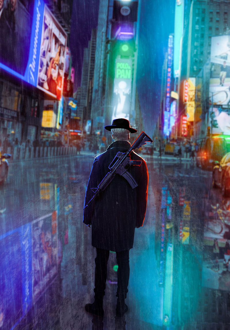 Neon Wanderer gaming metal poster on stainless steel by Chromaplate