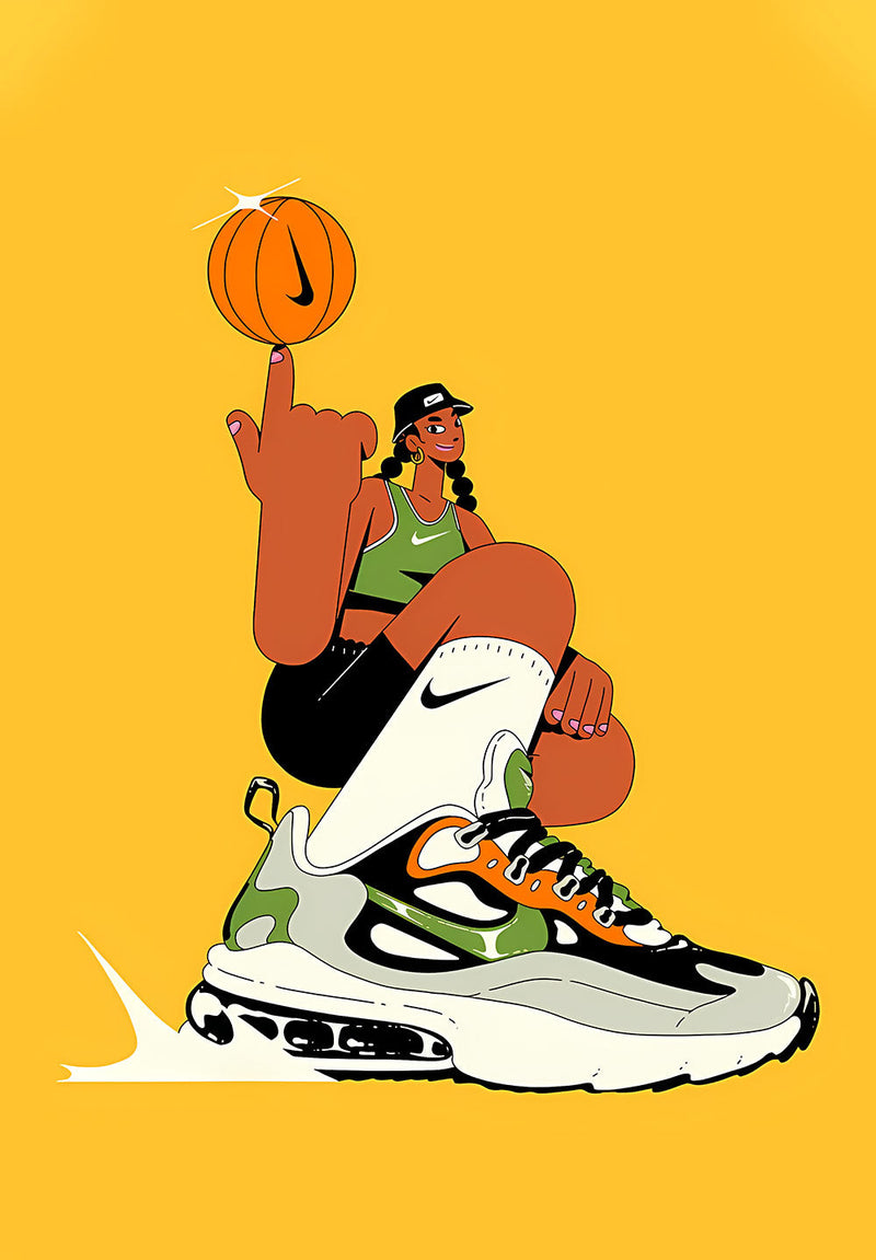 Nike AirMax Green Shoes wall metal poster on stainless steel by Chromaplate