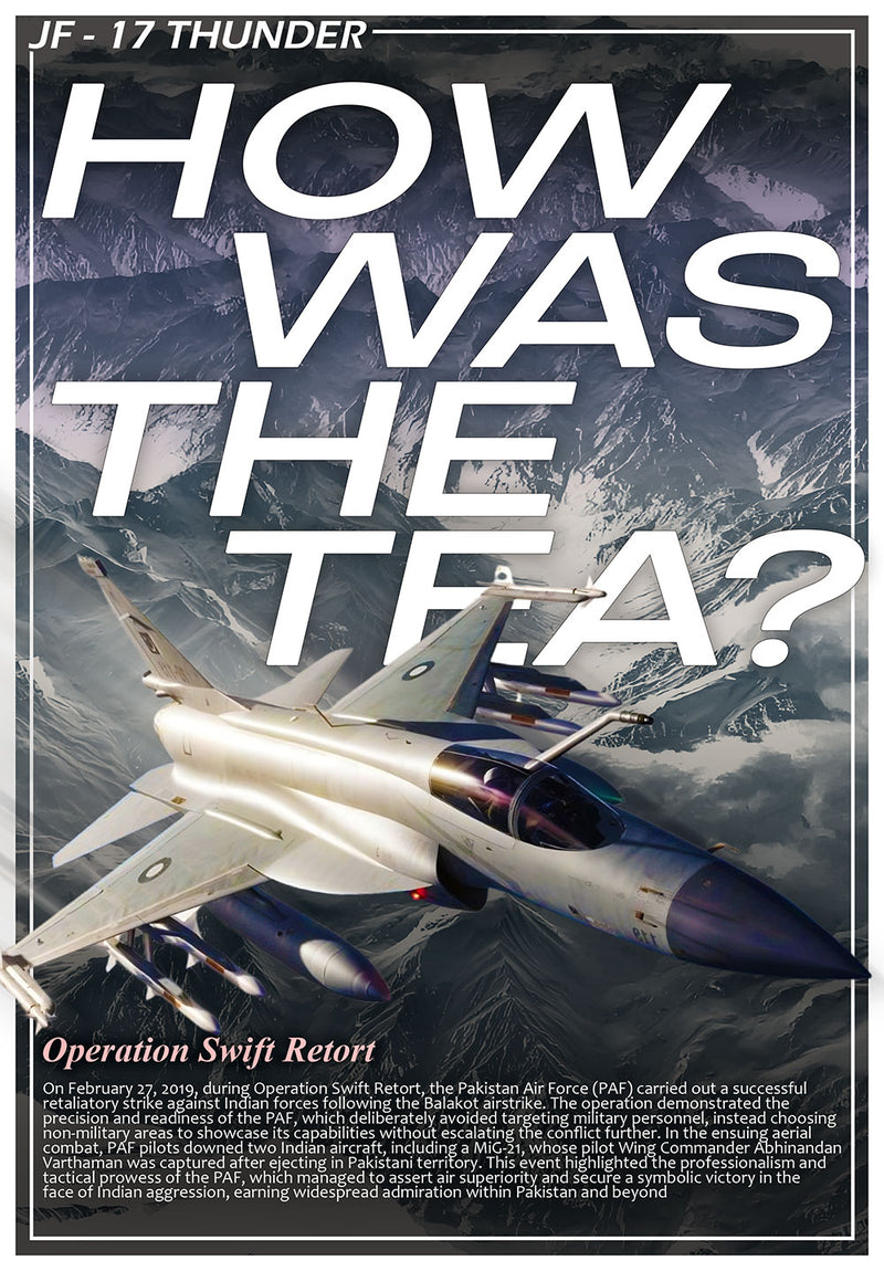 JF-17 Thunder: Operation Swift Retort aviation metal poster on stainless steel by Chromaplate