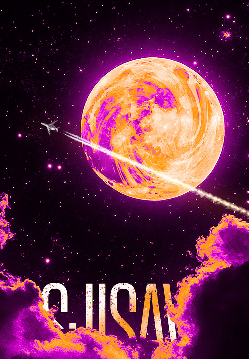 Orange Dawn space metal poster on stainless steel by Chromaplate