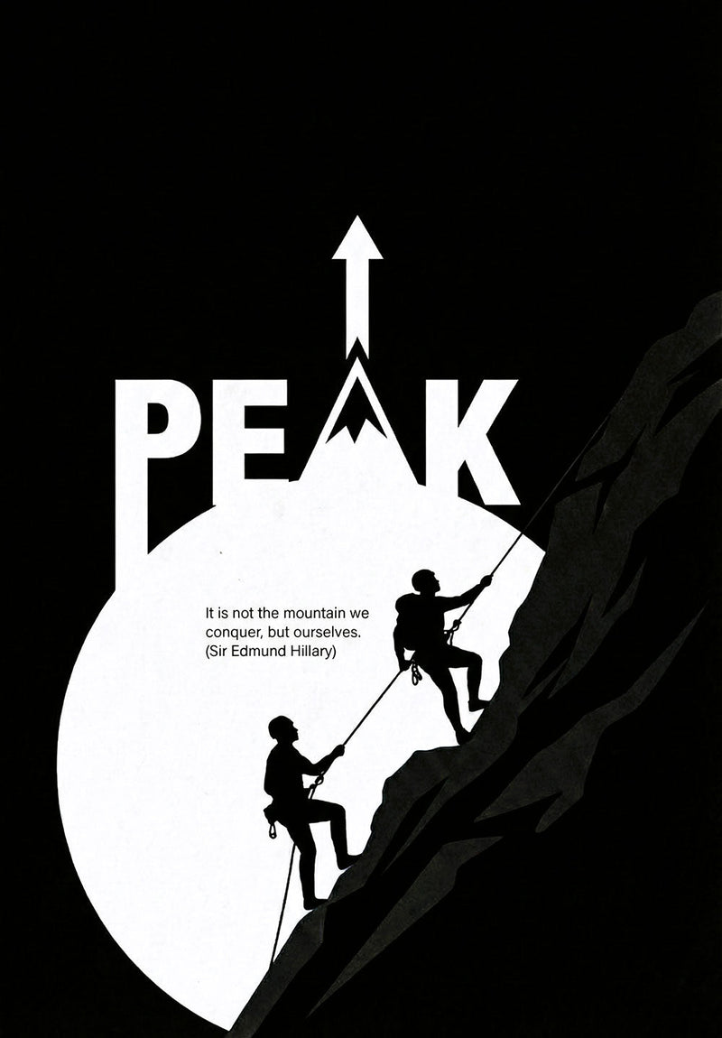 Peak Climber motivational metal poster on stainless steel by Chromaplate