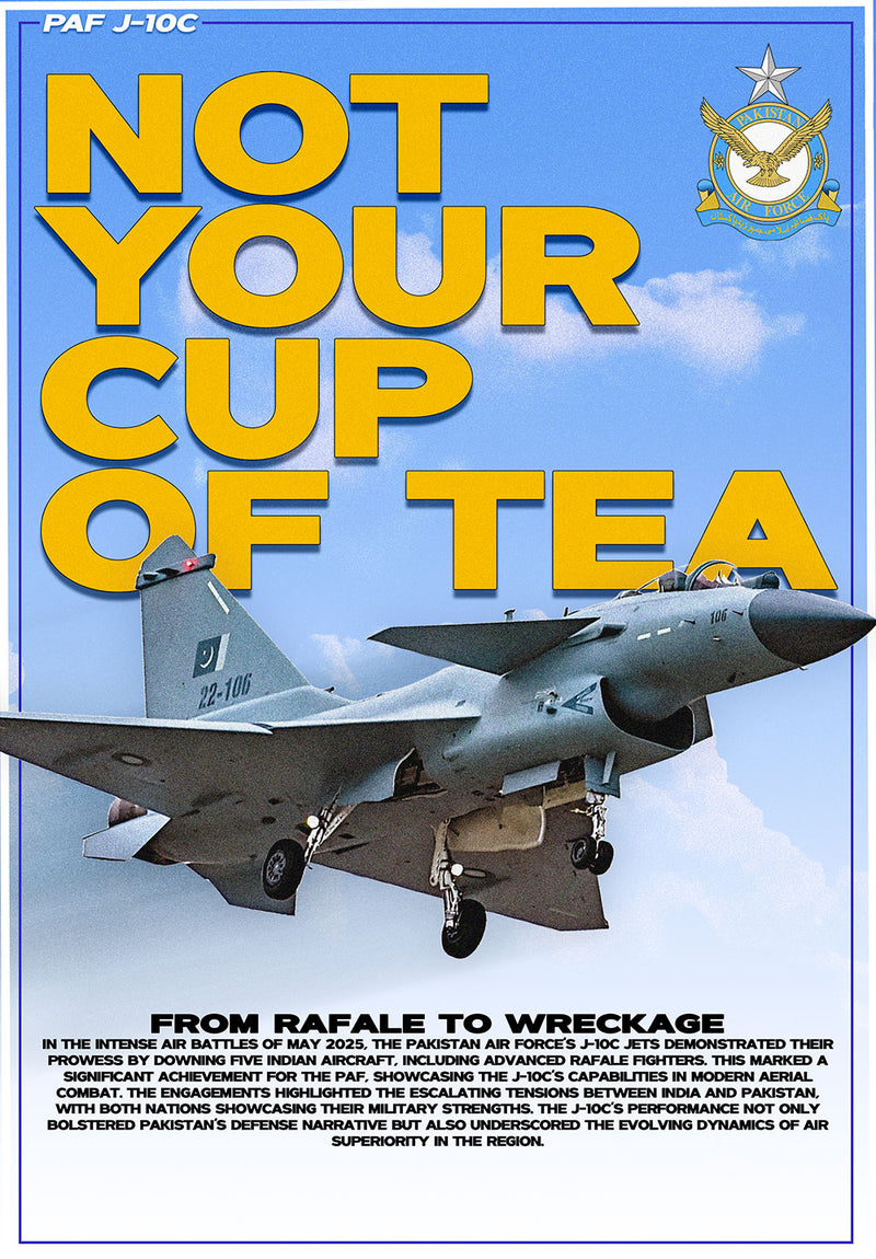 PAF J-10C Not Your Cup of Tea aviation metal poster on stainless steel by Chromaplate