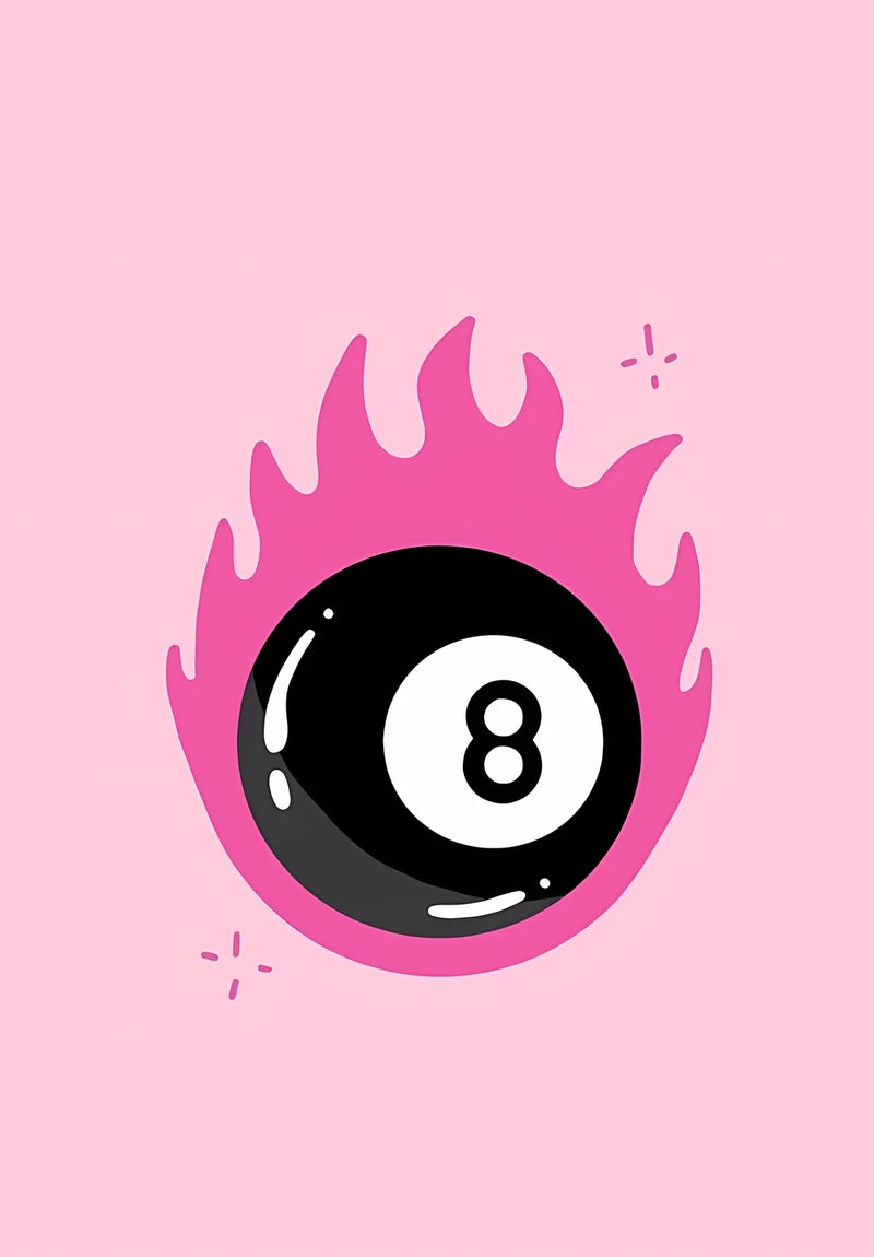 Pink Flaming 8 Ball