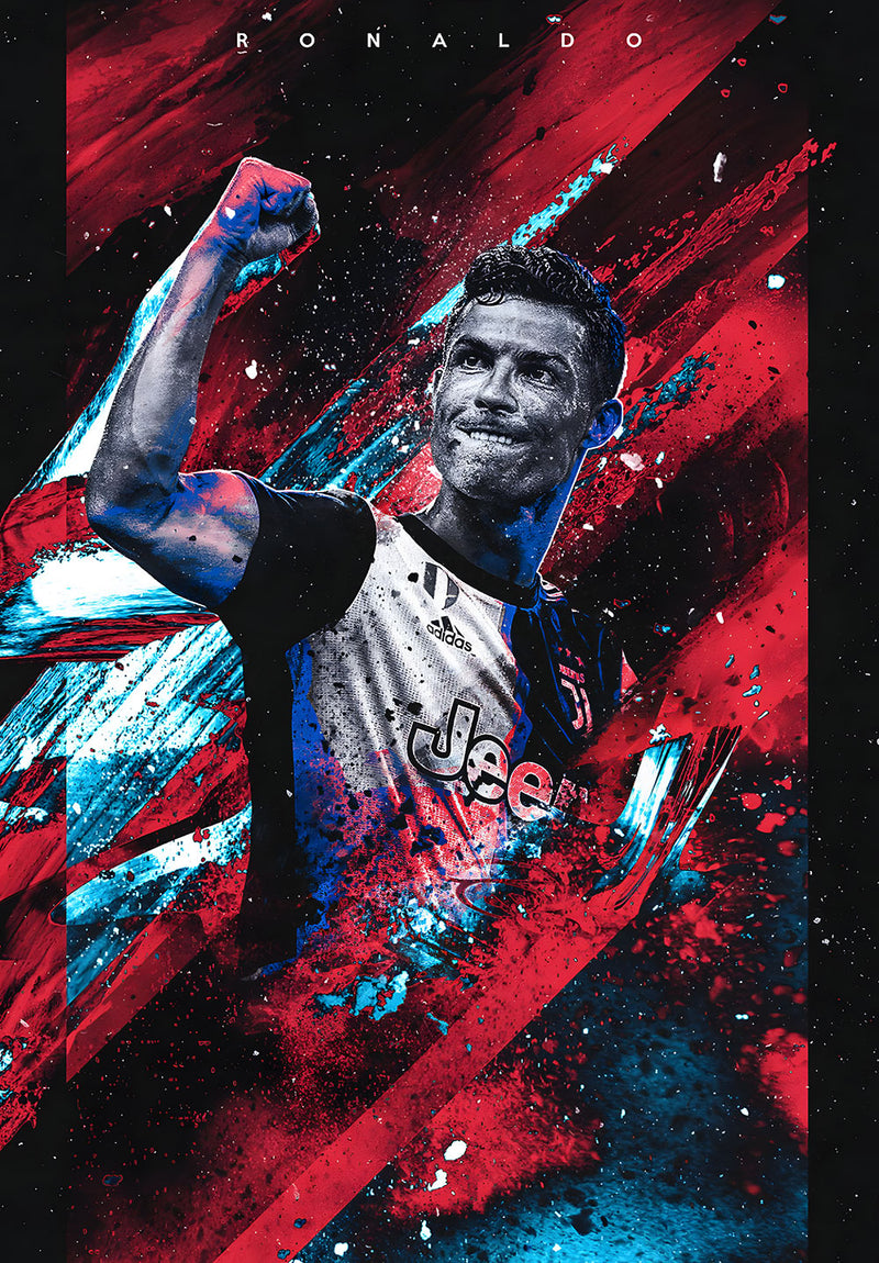 Ronaldo Football Wall Art sports metal poster design 01 on stainless steel by Chromaplate