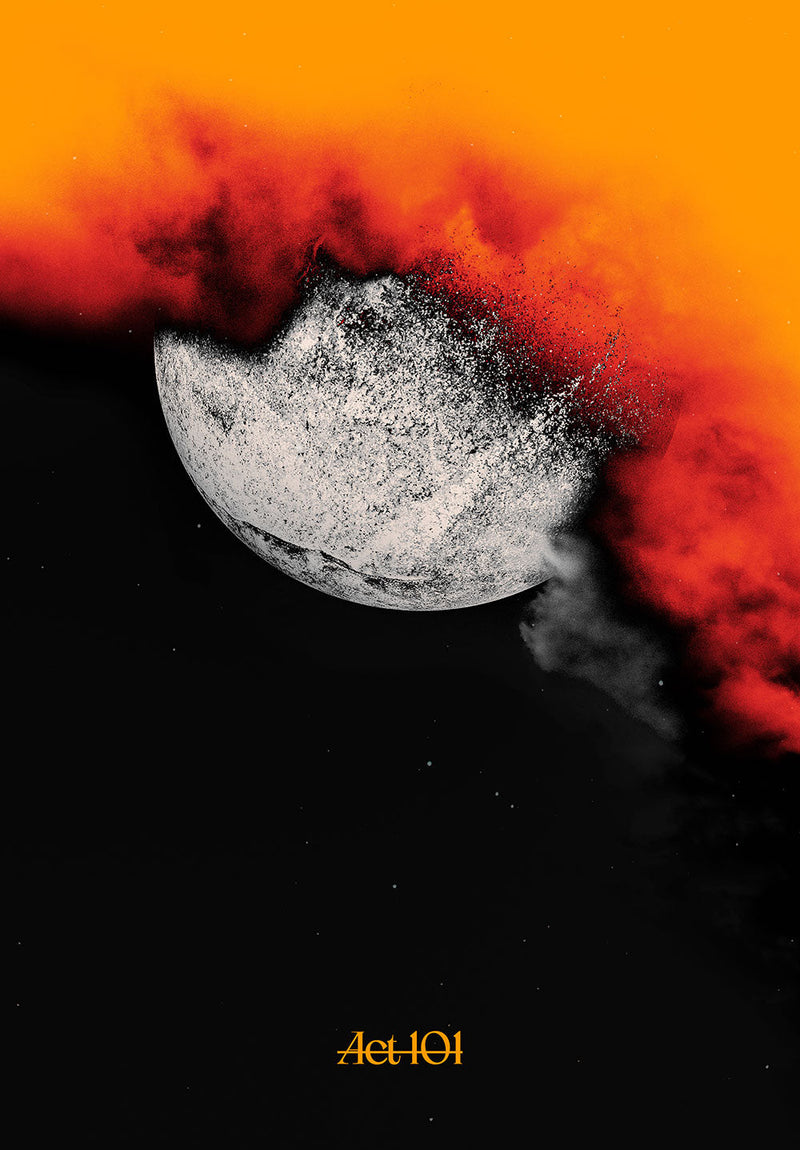 Red Smoke Rising space metal poster on stainless steel by Chromaplate