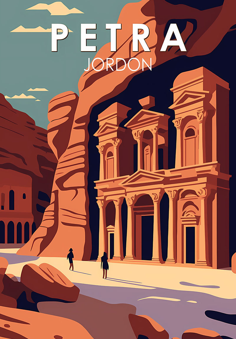 Petra City wall metal poster on stainless steel by Chromaplate