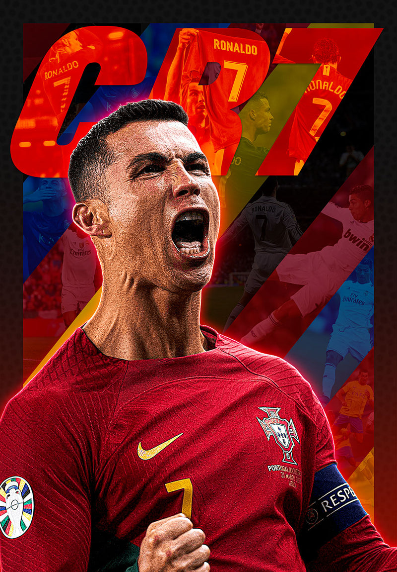 Ronaldo CR7 sports metal poster design 02 on stainless steel by Chromaplate