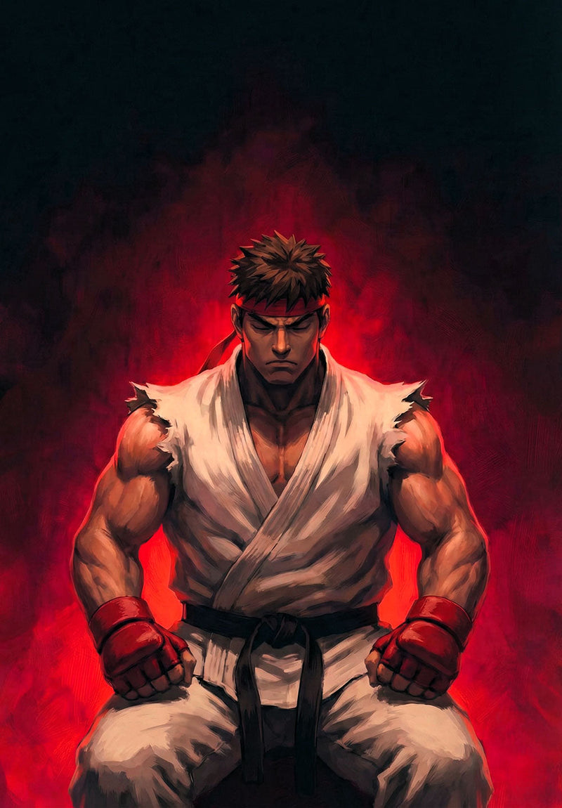 Ryu Street Fighter gaming metal poster on stainless steel by Chromaplate