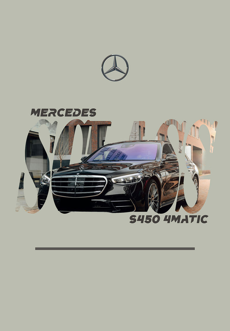 Mercedes S450 car metal poster on stainless steel by Chromaplate