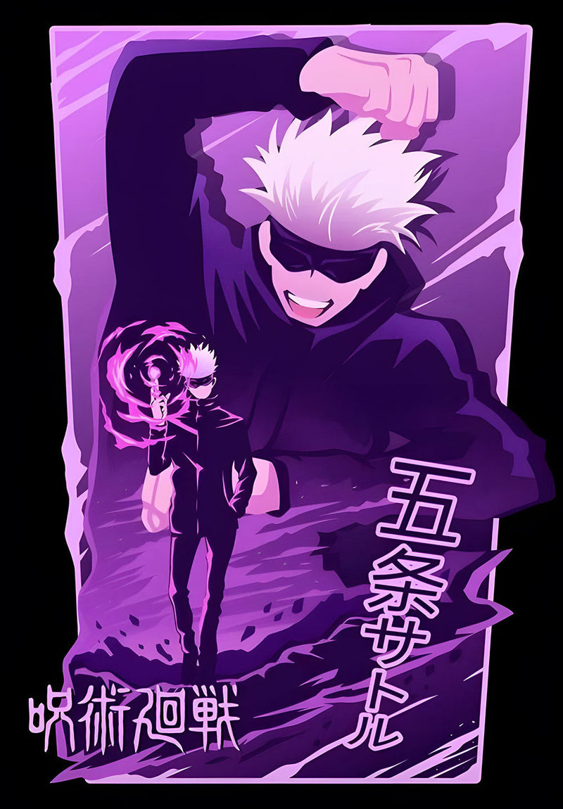 Satoru Gojo Jujutsu Kaisen anime metal poster design 04 on stainless steel by Chromaplate
