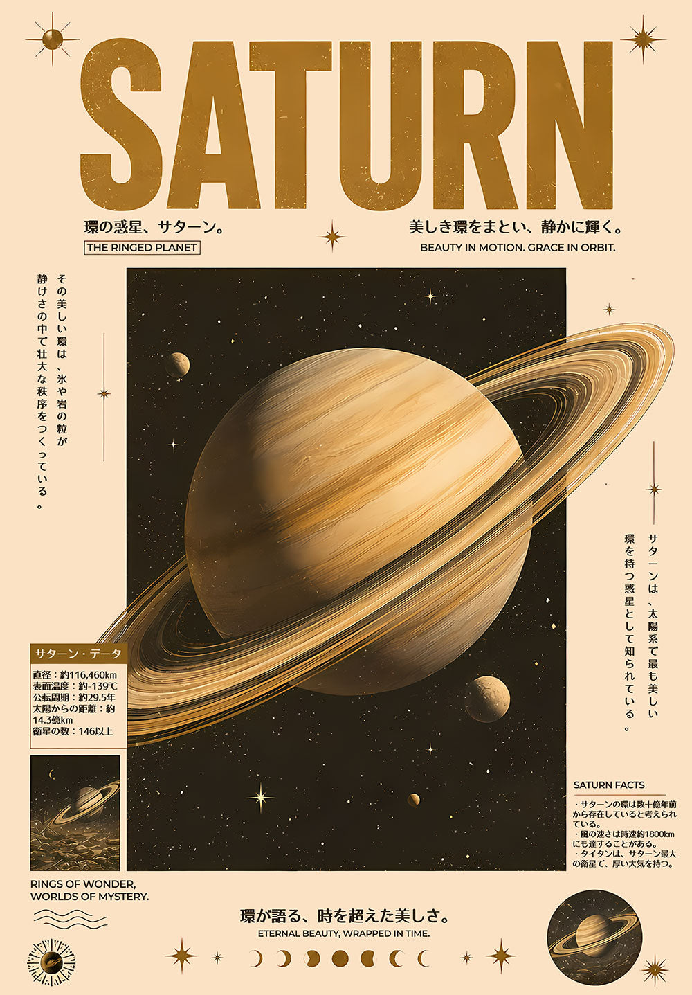 Saturn Japanese Astronomy Chart