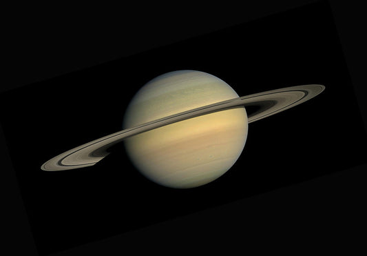 Saturn Rings In Darkness space metal poster on stainless steel by Chromaplate