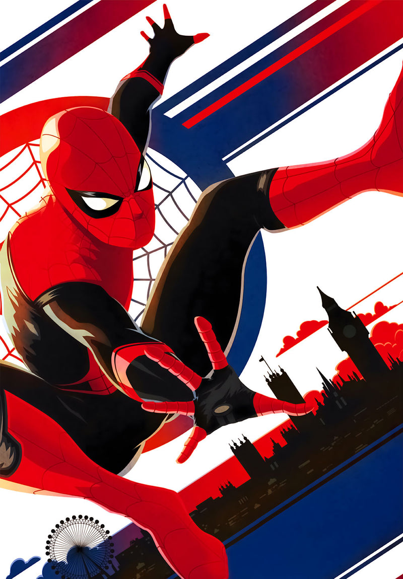 Spider-Man Far From Home comic metal poster design 01 on stainless steel by Chromaplate