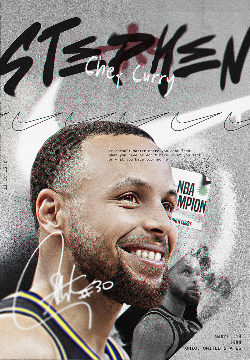 Stephen Curry sports metal poster on stainless steel by Chromaplate