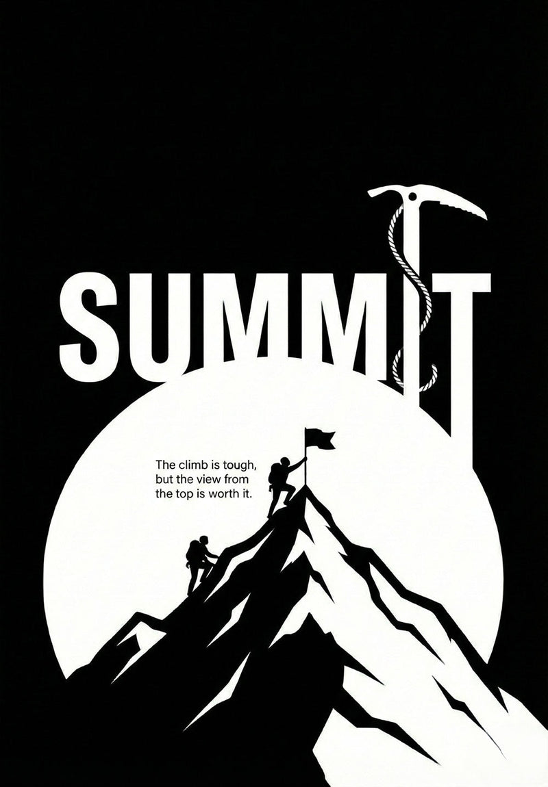 Summit Minimal motivational metal poster on stainless steel by Chromaplate