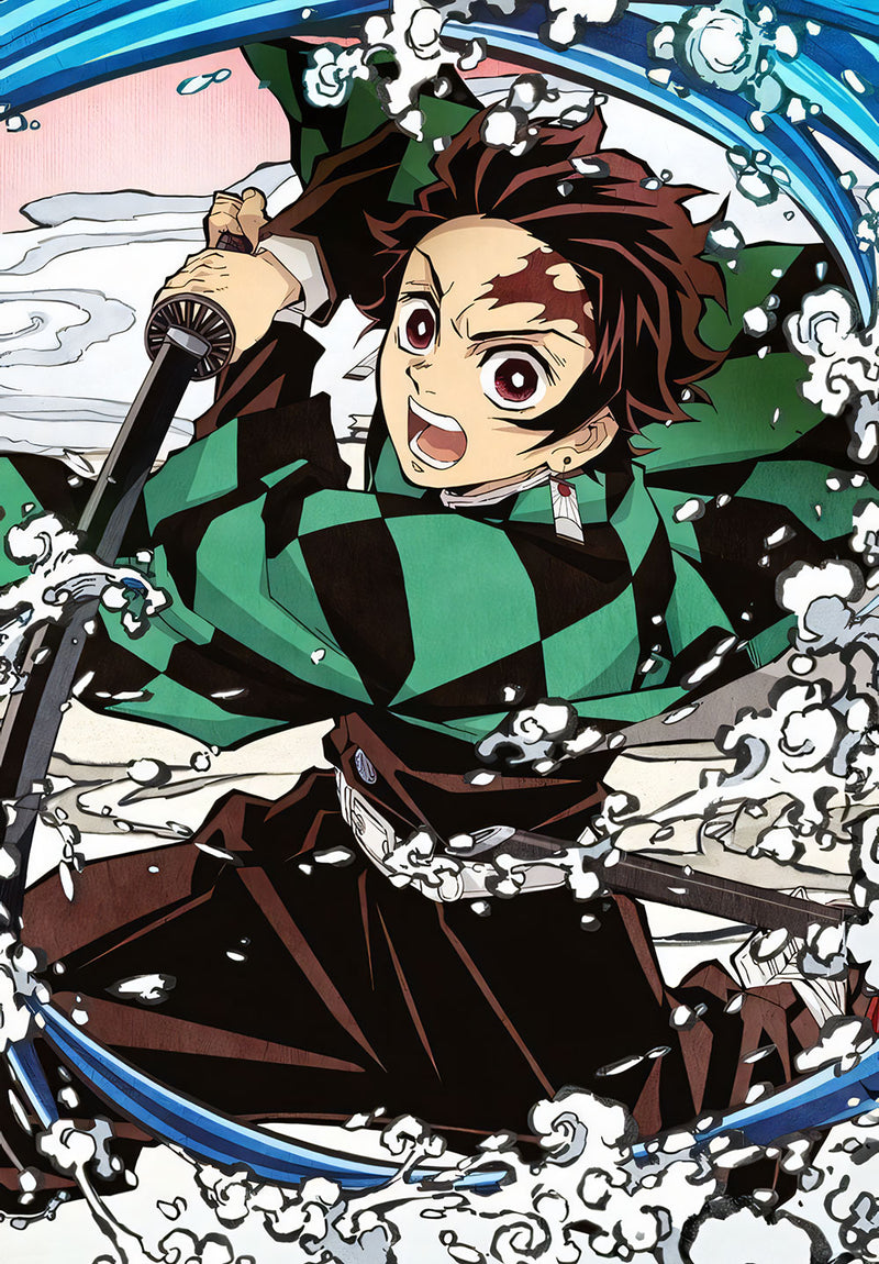 Tanjiro Demon Slayer anime metal poster design 03 on stainless steel by Chromaplate