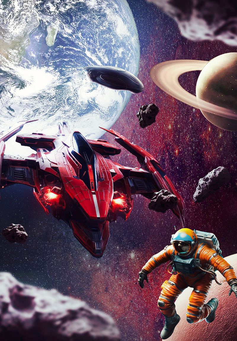 The Space Jumper space metal poster on stainless steel by Chromaplate