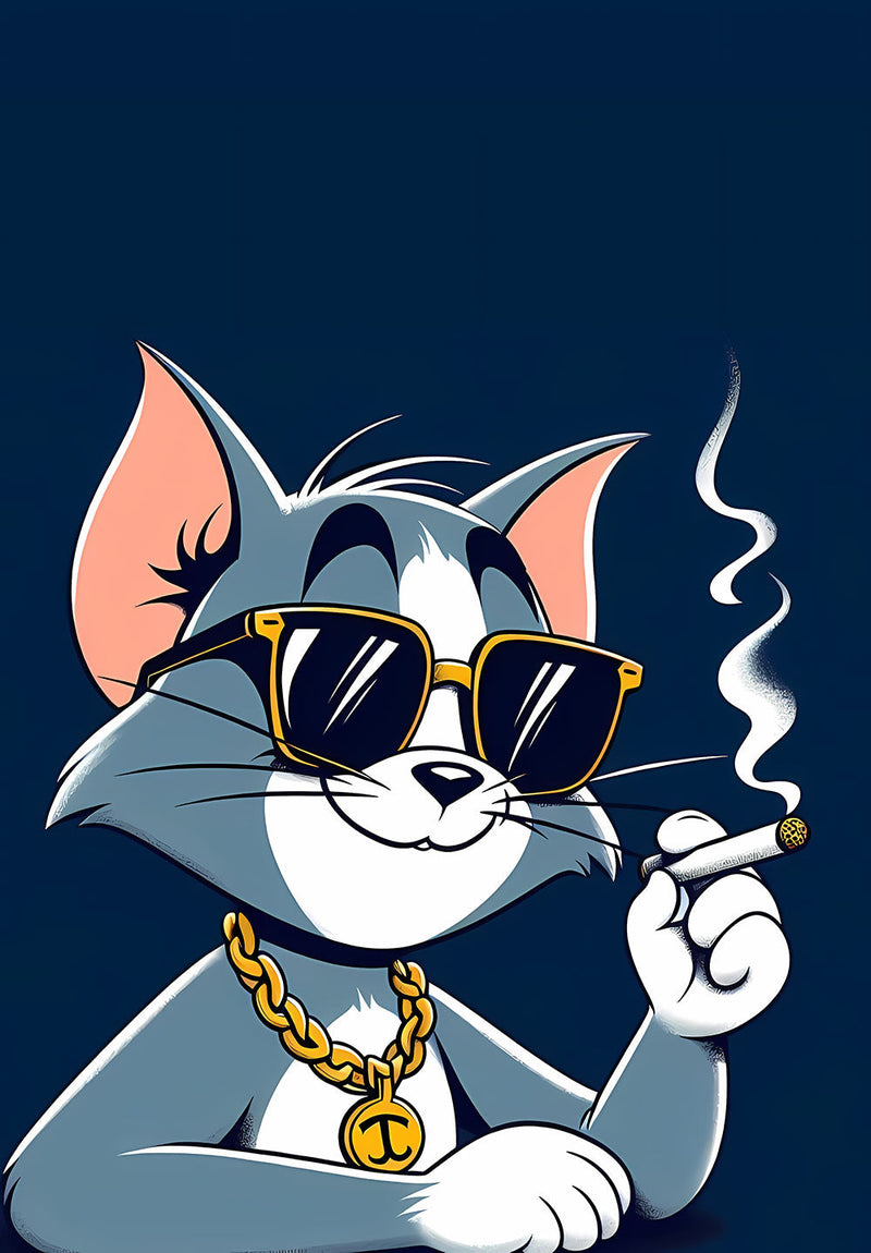 Tom & Jerry wall metal poster on stainless steel by Chromaplate