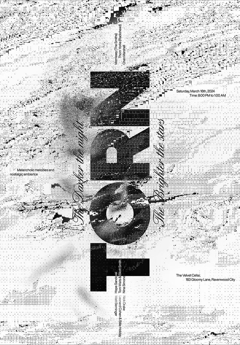 Torn V2 typography metal poster on stainless steel by Chromaplate