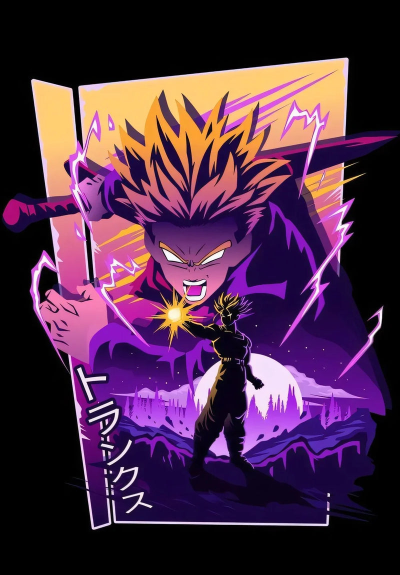 Trunks Dragon Ball Z anime metal poster design 01 on stainless steel by Chromaplate