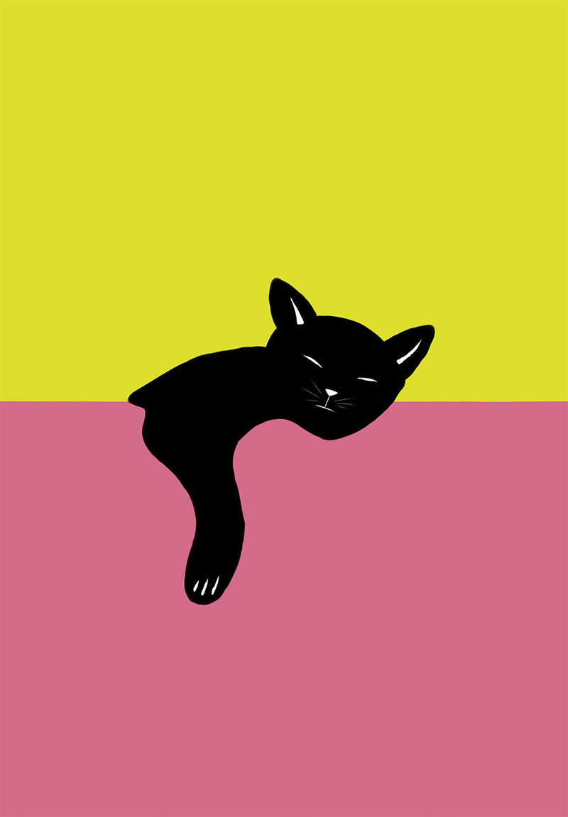 Black Cat wall metal poster on stainless steel by Chromaplate