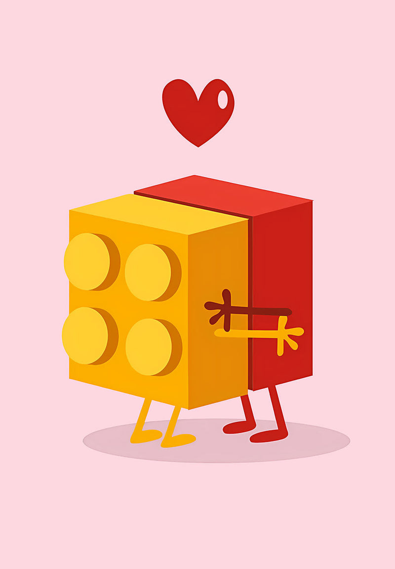 Love Lego wall metal poster on stainless steel by Chromaplate