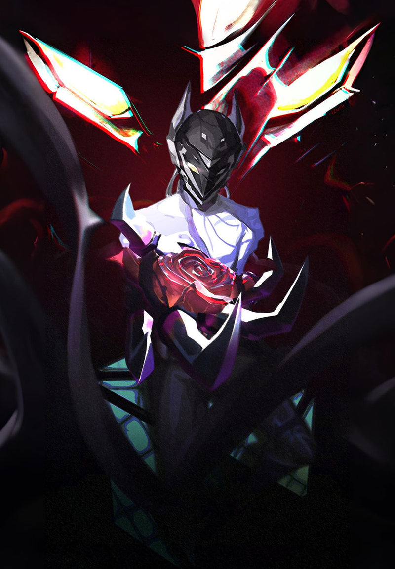 Valorant Vyse gaming metal poster on stainless steel by Chromaplate