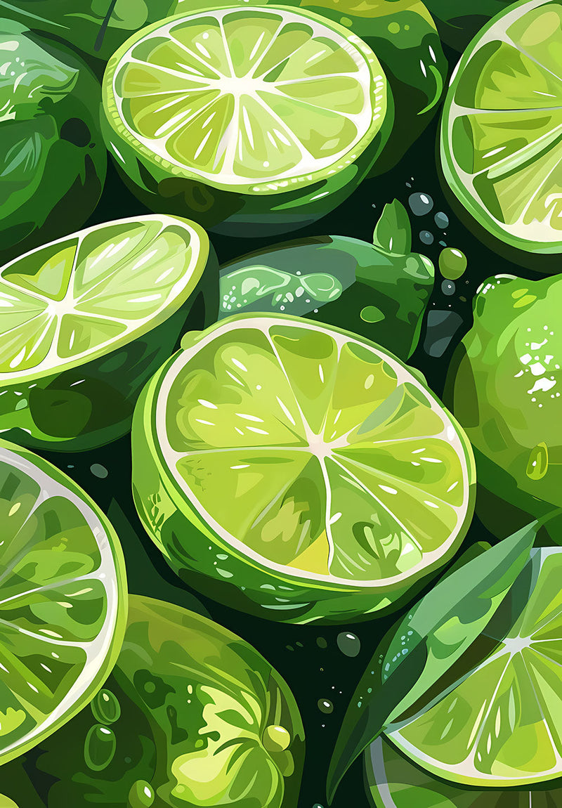 Fresh Lime Pattern wall metal poster design 02 on stainless steel by Chromaplate