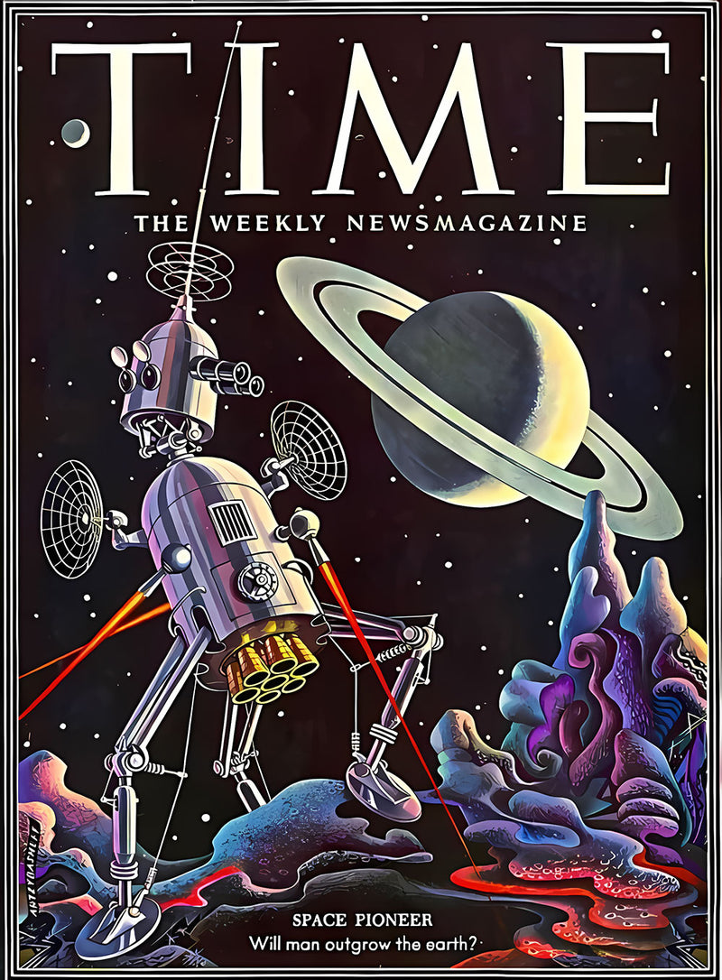 Times The Weekly Magazine space metal poster design 01 on stainless steel by Chromaplate