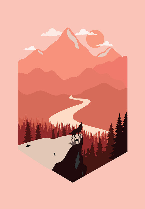 Wolf Nature Illustration Poster