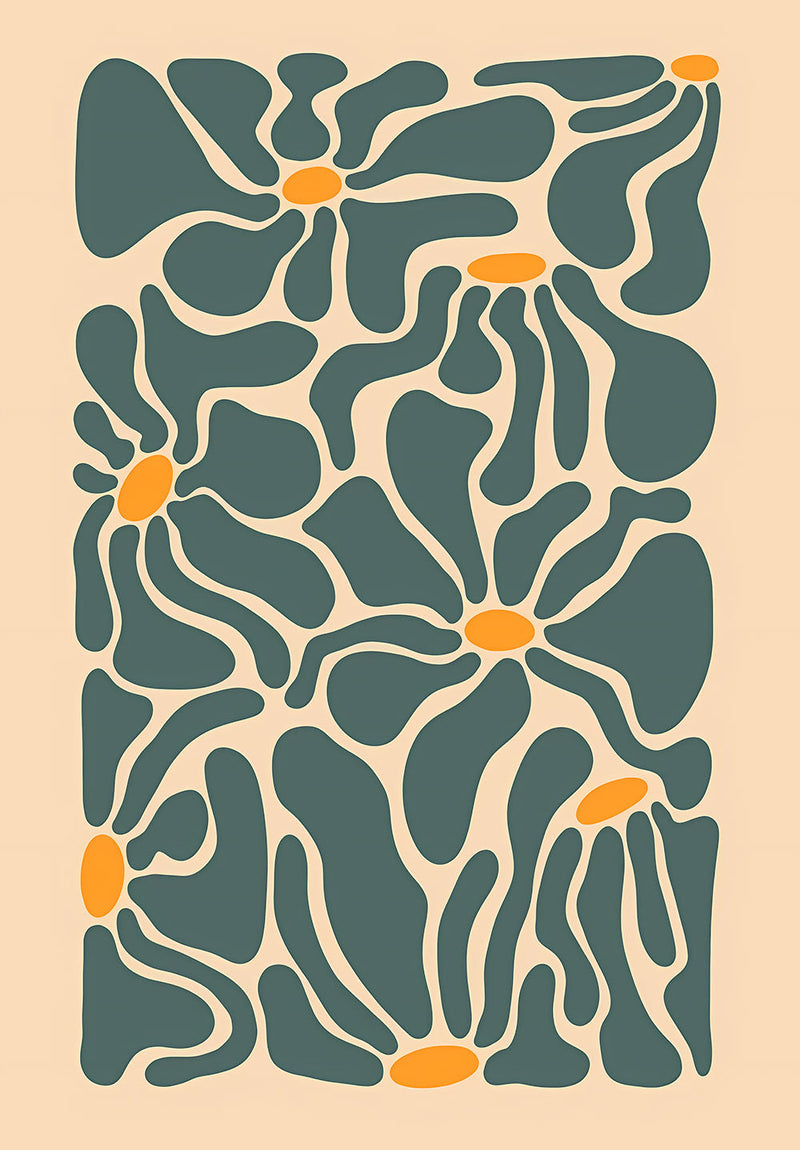 Minimal Flower nature metal poster on stainless steel by Chromaplate