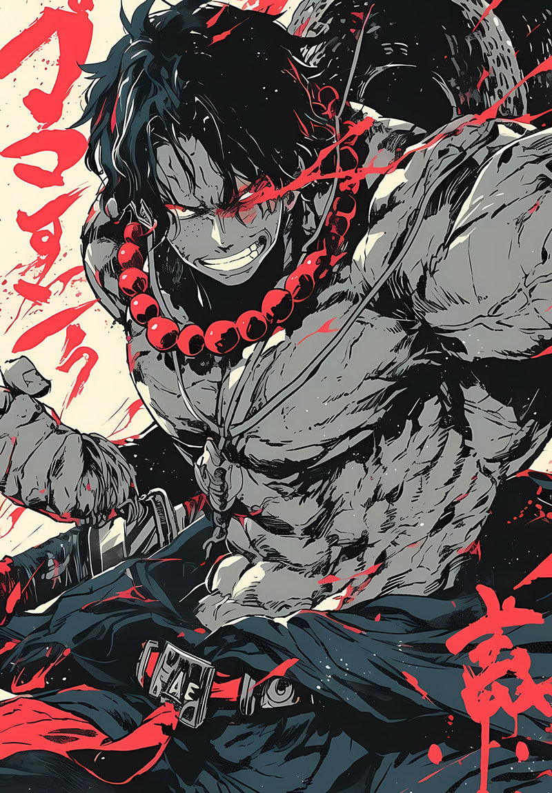 Zoro One Piece anime metal poster design 02 on stainless steel by Chromaplate