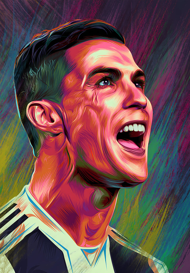 Ronaldo Football Wall Art sports metal poster design 02 on stainless steel by Chromaplate