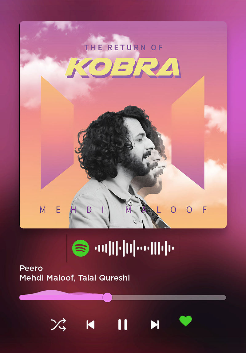 Peero Mehdi Maloof, Talal Qureshi music metal poster on stainless steel by Chromaplate