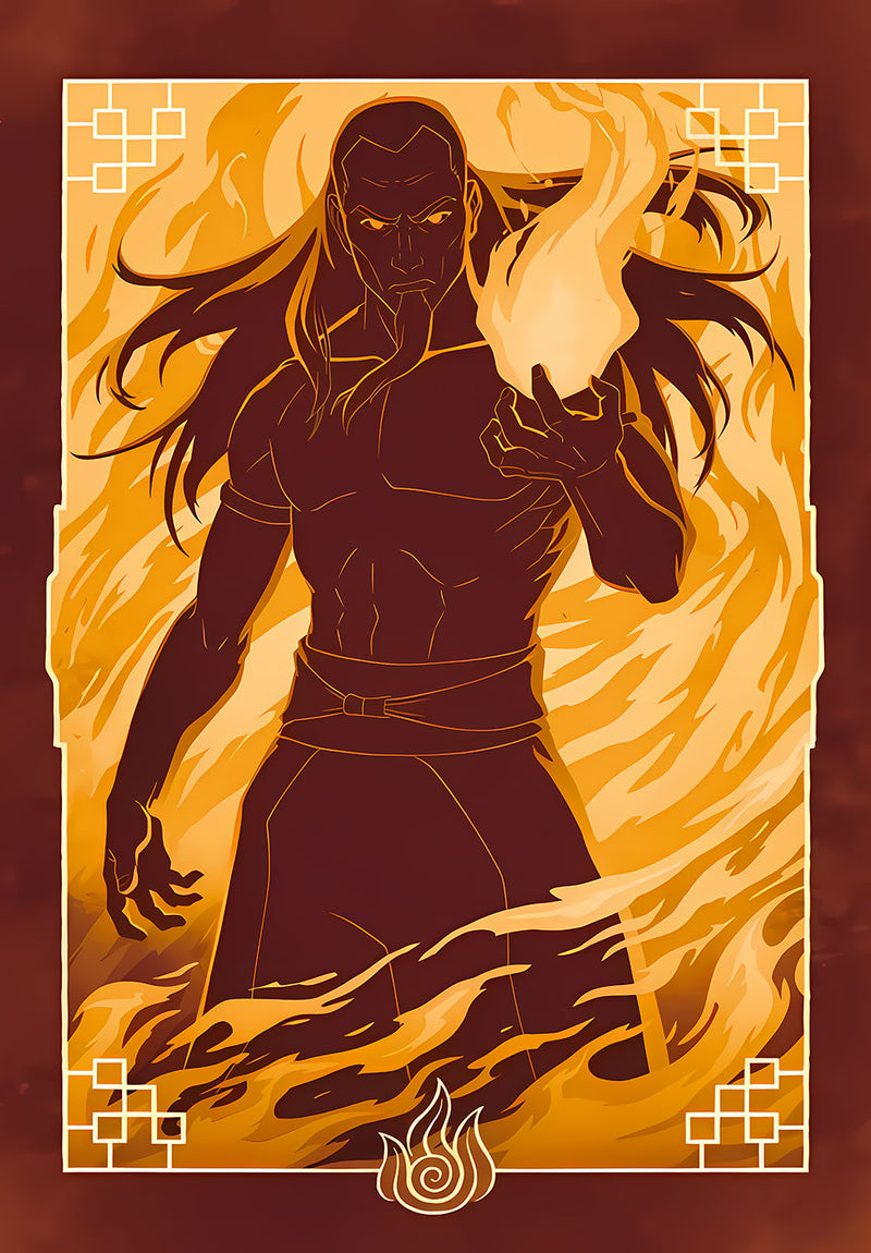 Ozai Avatar The Last Airbender wall metal poster on stainless steel by Chromaplate