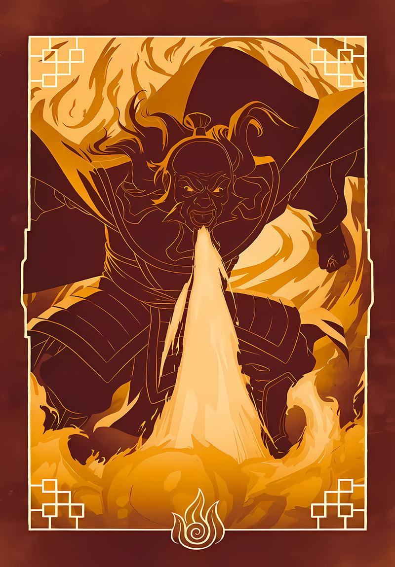 Iroh Avatar The Last Airbender wall metal poster on stainless steel by Chromaplate