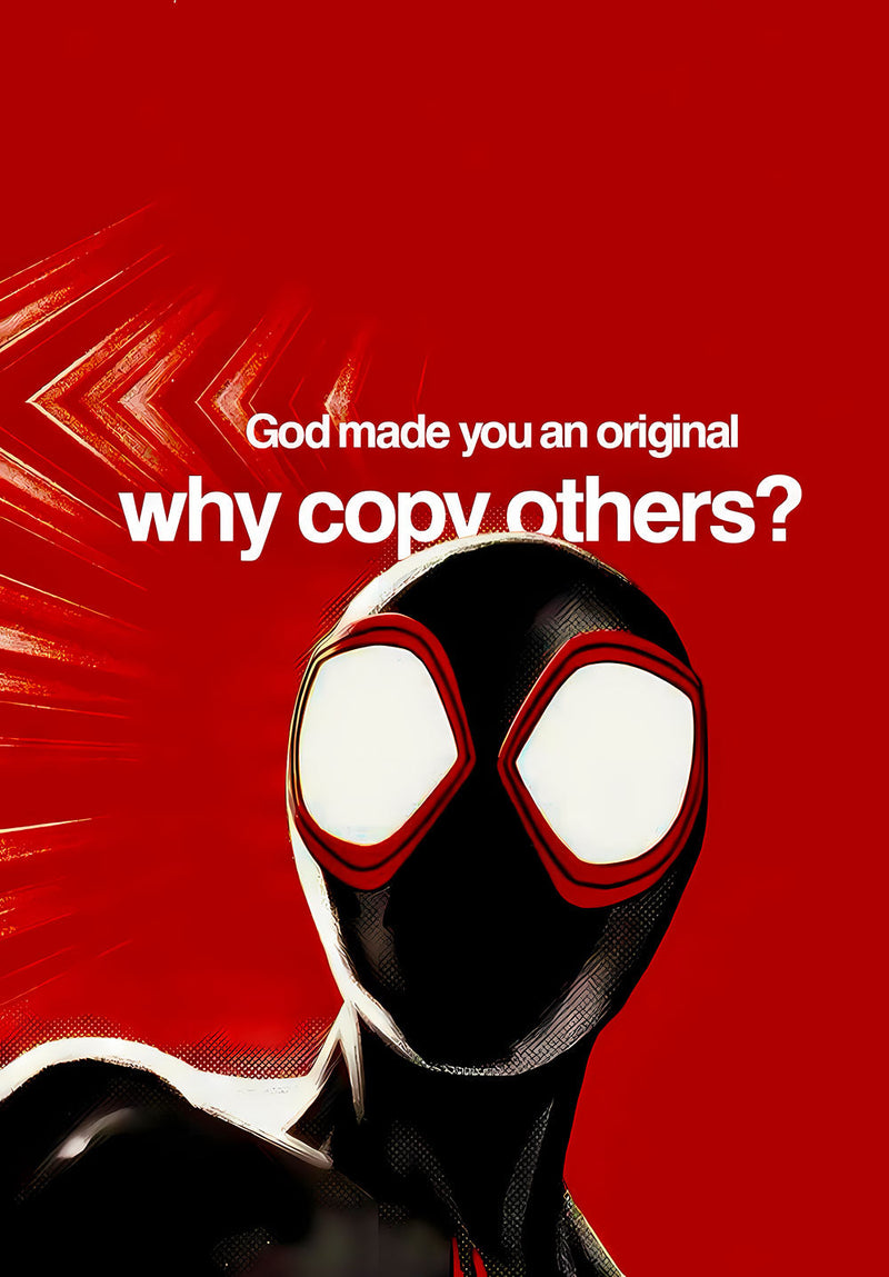 Why Copy Others - Originality comic metal poster on stainless steel by Chromaplate