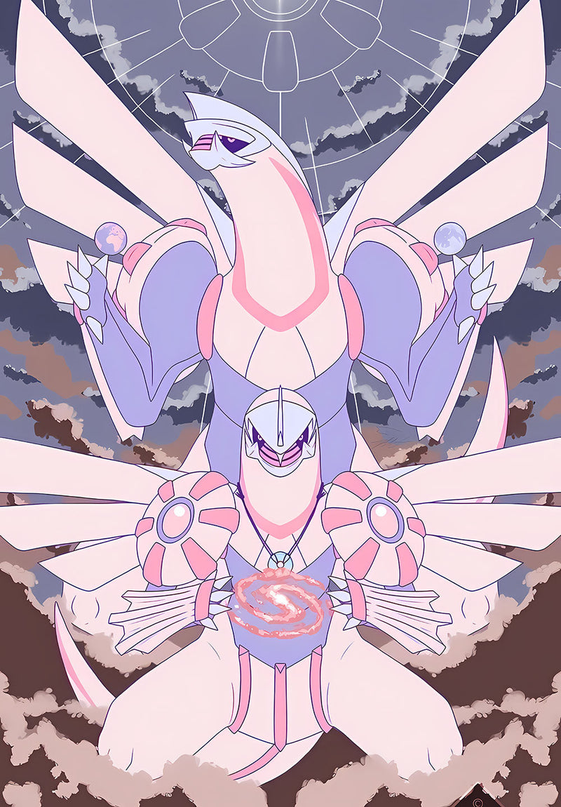 Palkia Pokemon anime metal poster on stainless steel by Chromaplate