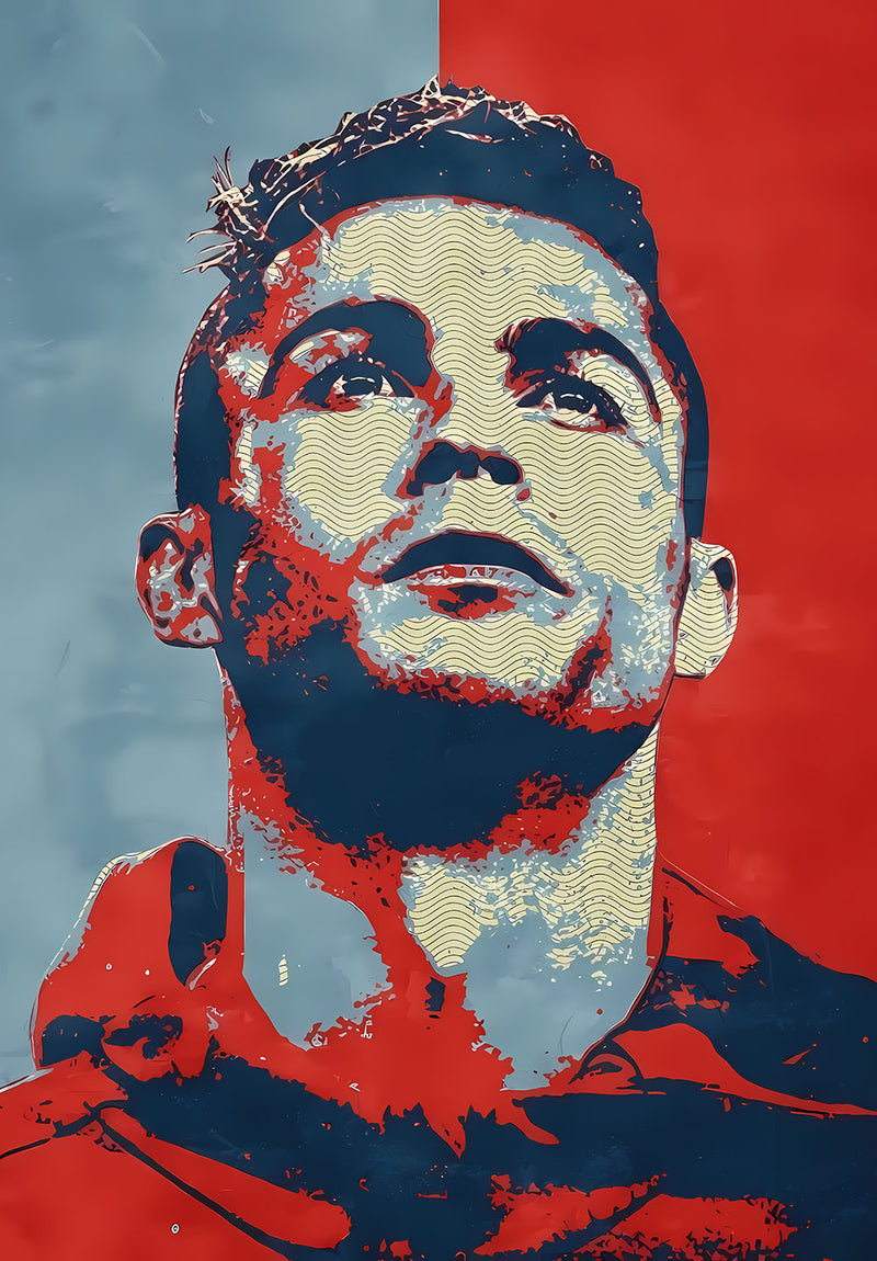Ronaldo Football Wall Art sports metal poster design 03 on stainless steel by Chromaplate