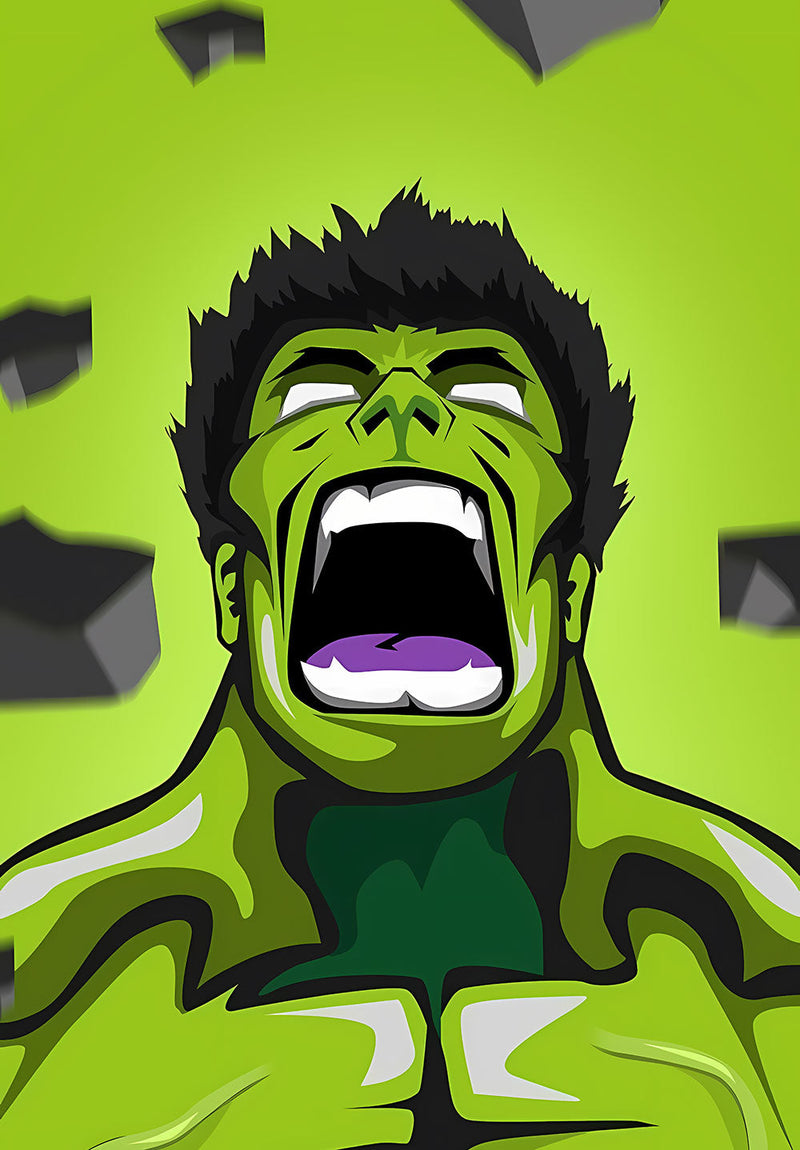 Hulk Marvel Wall Art comic metal poster design 02 on stainless steel by Chromaplate