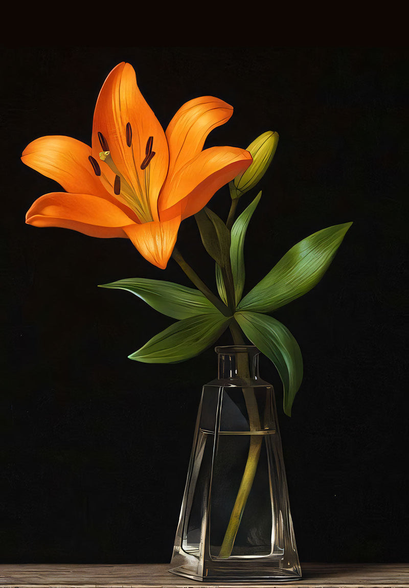 Orange Flower nature metal poster on stainless steel by Chromaplate